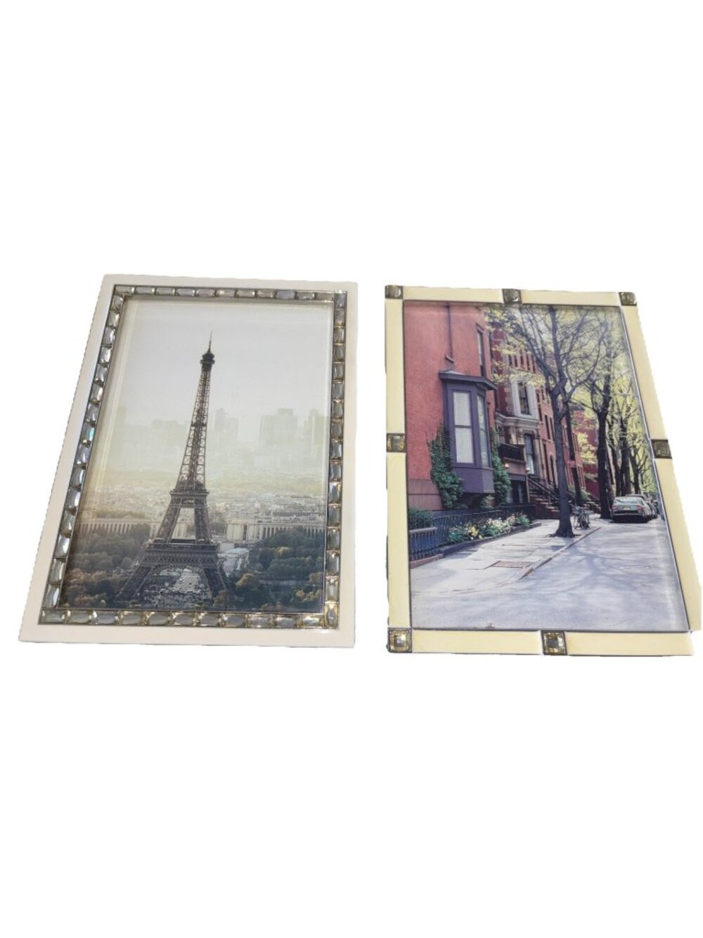 Lot Of 2-Heze Baishida Enamel Sparkle Jeweled Paris 5 x 7 Picture Frames-READ!